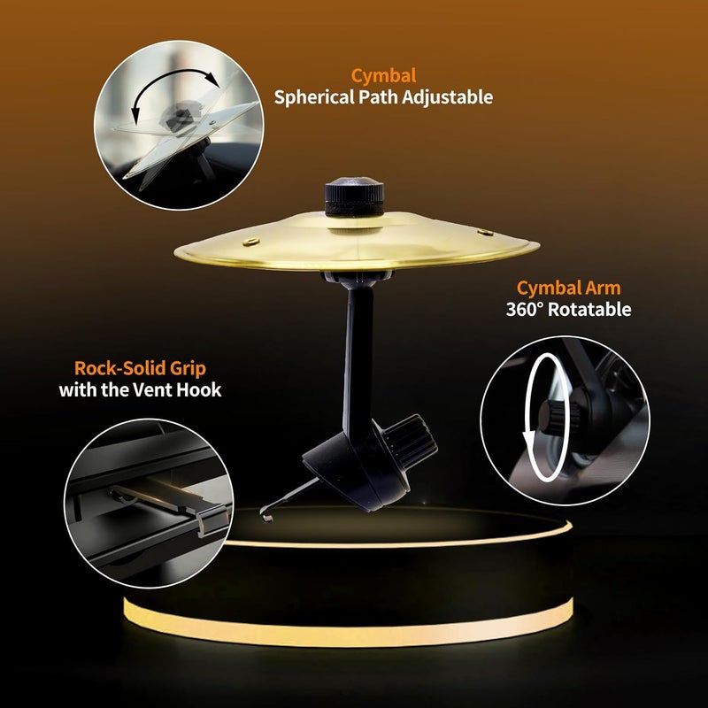 Zerikwon Car Cymbal, Car Crash Cymbal Air Vent - Easy Clip-On Mini Drum Cymbal for Car Dashboard.Cool car interior accessories for entertainment(Gold) - Image 5